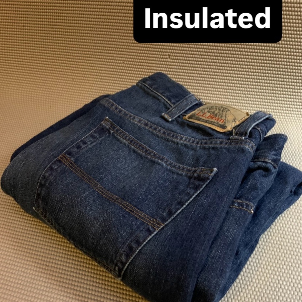 Vintage L.L. Bean Insulated Thermal Flannel Denim Jeans 100% Cotton Size 34